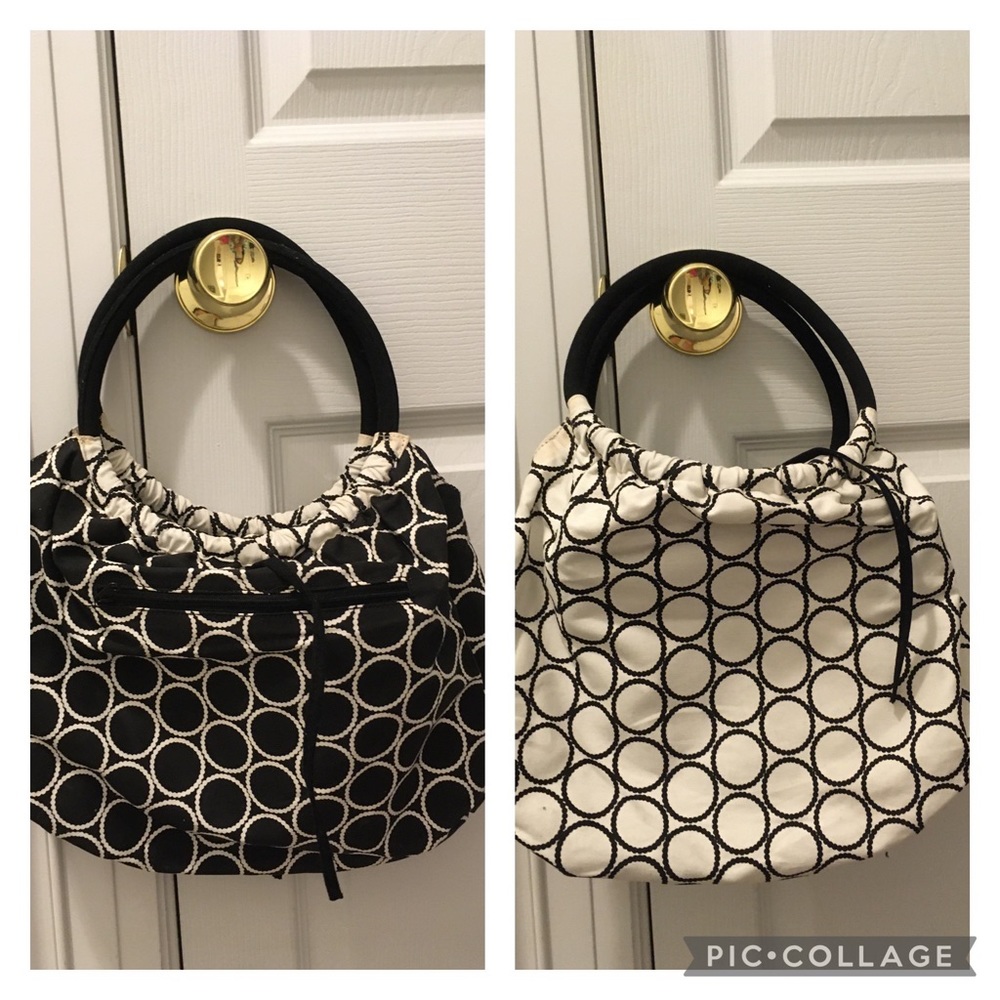 2 in 1! Black & White Reversible Hobo Bag - Brand New